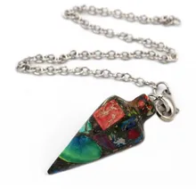 1х мужской женский камень из морских пород кулон из бисера "маятник" рейки Пирамида шестиугольная маятниковая цепь Подвеска, амулет