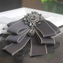 Мужская Свадебная лента для шеи галстук искусственный кристалл Стразы капля Бабочка Брошь, значок на булавке