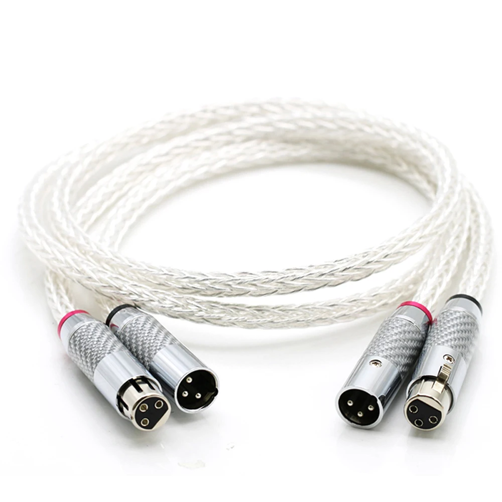 

Hi-End 8AG OCC Silver Plated Hifi XLR Male to Female 16 Strands Audio speaker Wire Carbon Fibe 3pins XLR Balanced cable