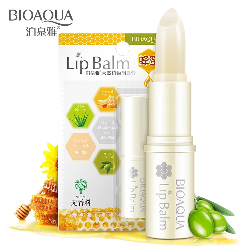 

BIOAQUA Natural Aloe Honey Moisturizing Lip Balm Colorless Refine repair lip wrinkles For Woman Winter Lip Care Free Shipping