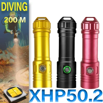 

high Powerful Diving Flashlight Waterproof Professional 200m underwater Dive flash light led XHP50.2 18650 26650 hunt fill light