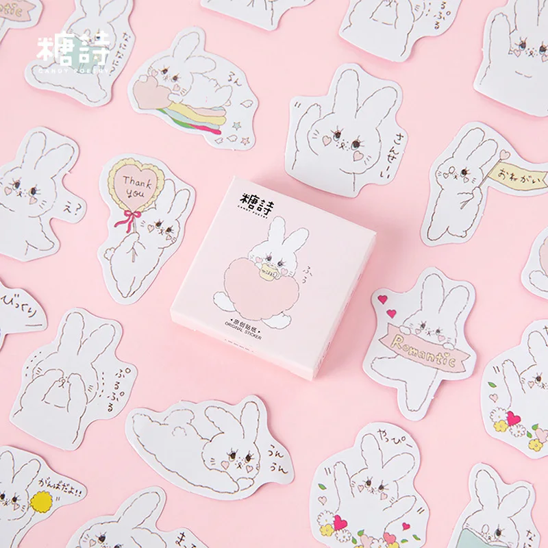 

45pcs/Pack Cute Cream Rabbit Adhesive DIY Sticker Stick Label Notebook Album Diary Decor Stationery Kids Gift