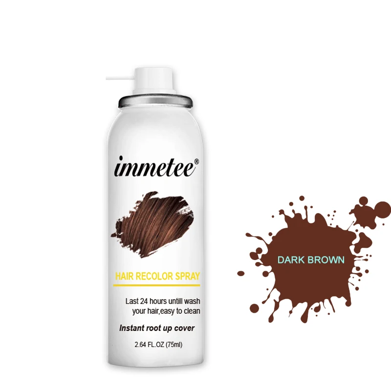 IMMETEE Hair Color Spray Hair Color Repair To Fill The Hair Color Black/Dark Brown/Lt Brown 75ml/Pcs Color Hair Healthy Hair dye - Цвет: Dark Brown