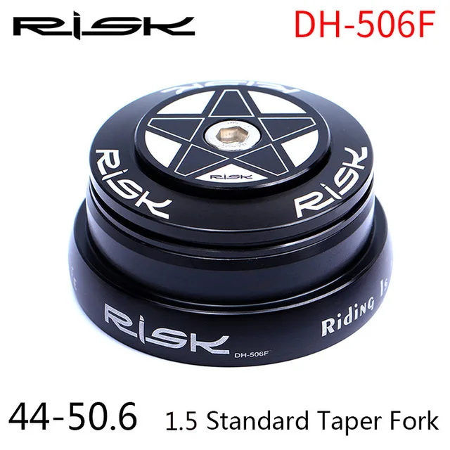 Risk aluminum 2 DH-506 подшипник 44-50,6 мм MTB велосипед головной части шоссейного велосипеда 28,6 прямая вилка для 1,25/1,5 коническая труба вилка - Цвет: DH-506F Black
