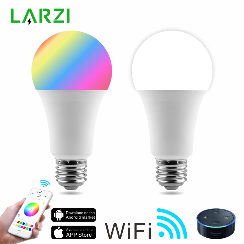 Умная wi fi лампа E27 светодиодная RGB + белый 7 Вт диммируемая лампада WIFI Bombilla работает