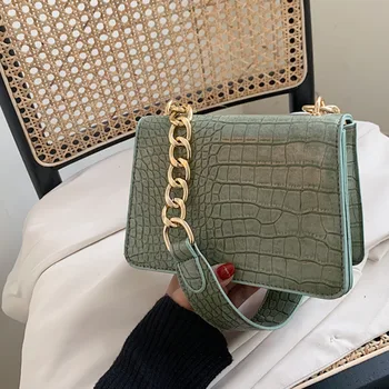 

Fashion Women's Handbags Student Tote Casual Chain Solid Color Women Shoulder Bag Soft Leather Small Women Shopping Beach Bag
