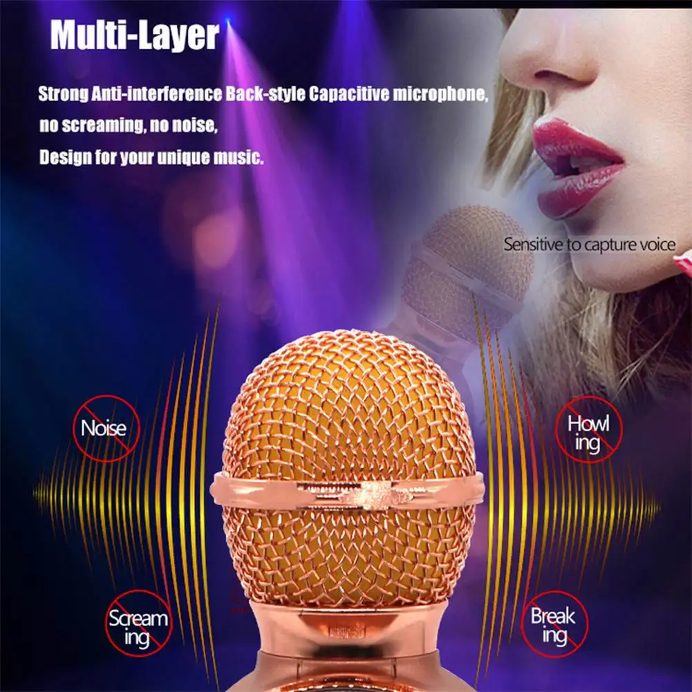 WS-668 профессиональный Bluetooth беспроводной микрофон ручной караоке живой стерео микрофон Портативный KTV музыкальный плеер с динамиком