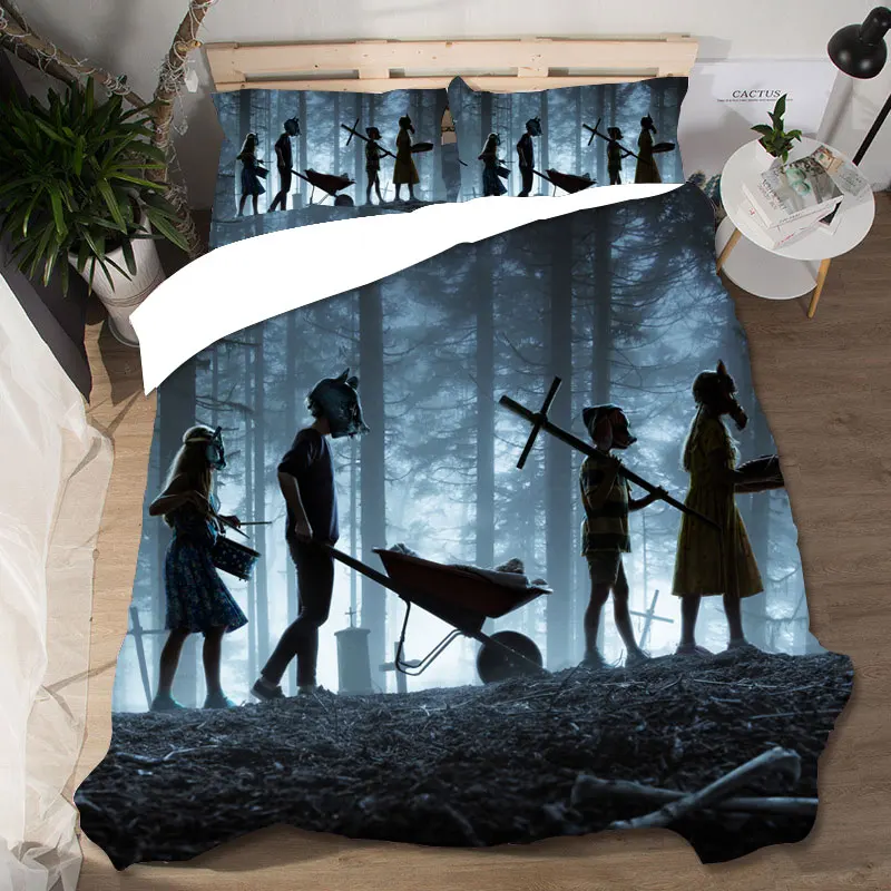 Edredon Pet Sematary King size 3D постельное белье s домашний текстиль пододеяльник простыни с черепом Комплект постельного белья наволочки постельное белье