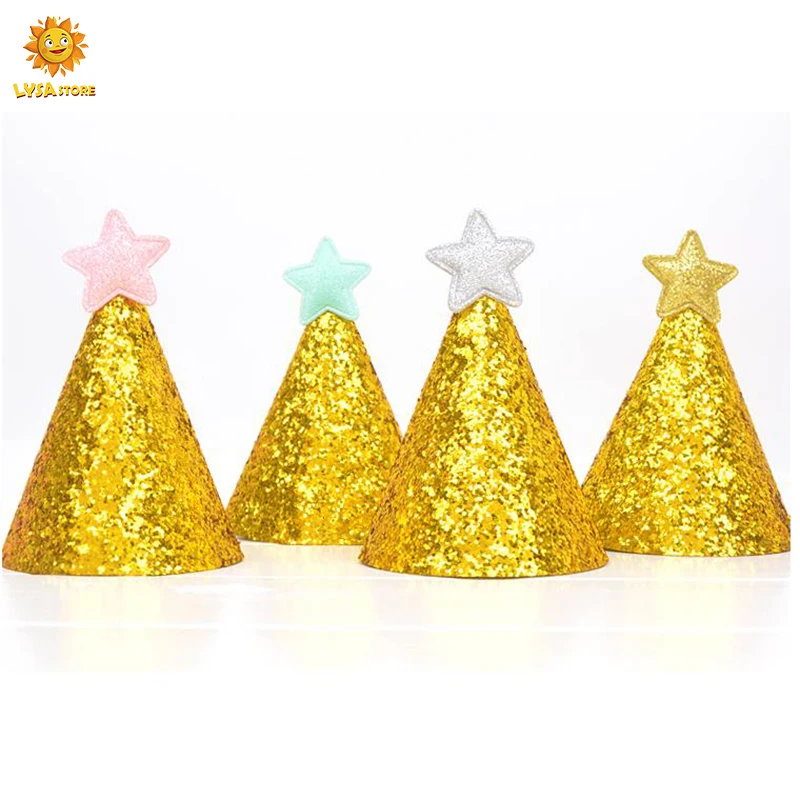 Chapeau D'Anniversaire Velouté Avec Étoile Strass Et Baguette Magique - Accessoire Fête Fille