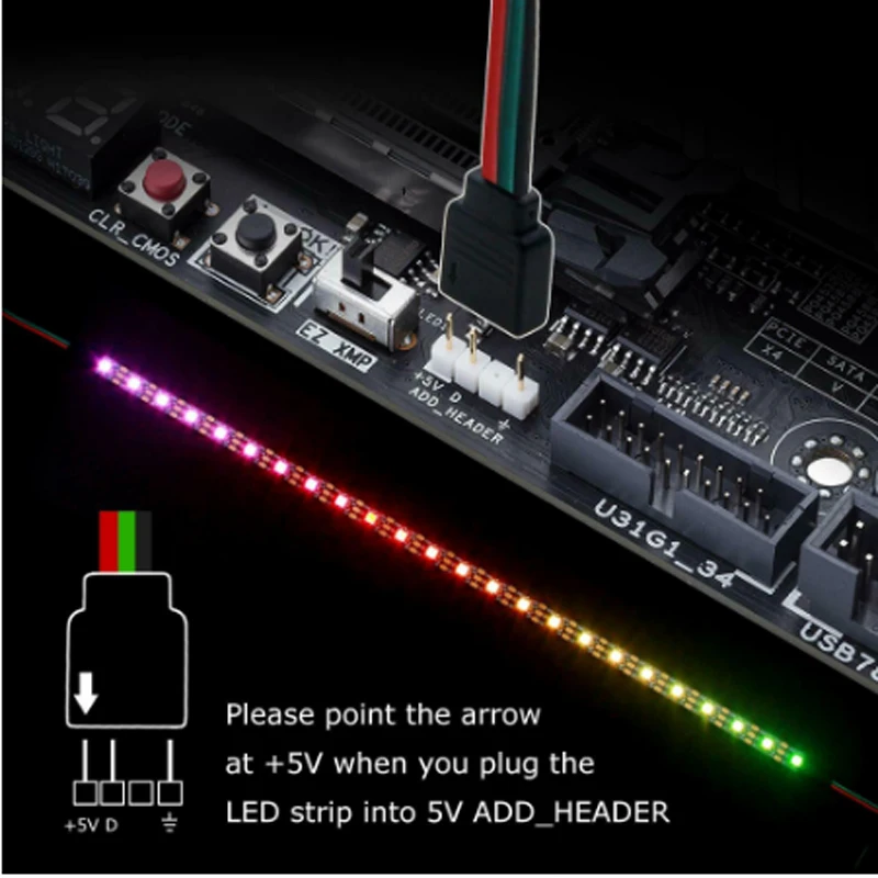 Адресуемая WS2812b Светодиодная лента для ПК, для ASUS Aura SYNC, MSI Mystic Light SYNC, GIGABYTE RGB Fusion 5V 3 Pin Header материнская плата 3Pin