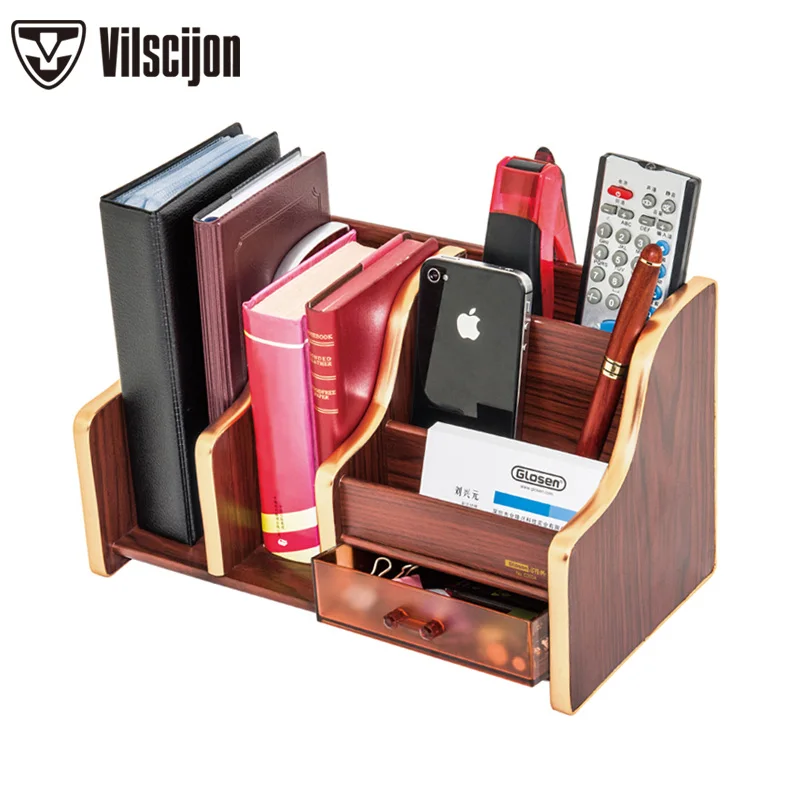 

Pen holders New Fashion Luxury Wood Multi-function Desk Storage Box Office Supplies Stationery Vilscijon C2024