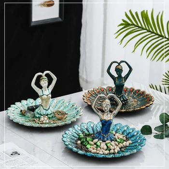 

American Resin Figures Fruit Candy Plate Crafts Decoration Simple Home Wine Cabinet Porch Decorative Plate Jewelry Storage Box