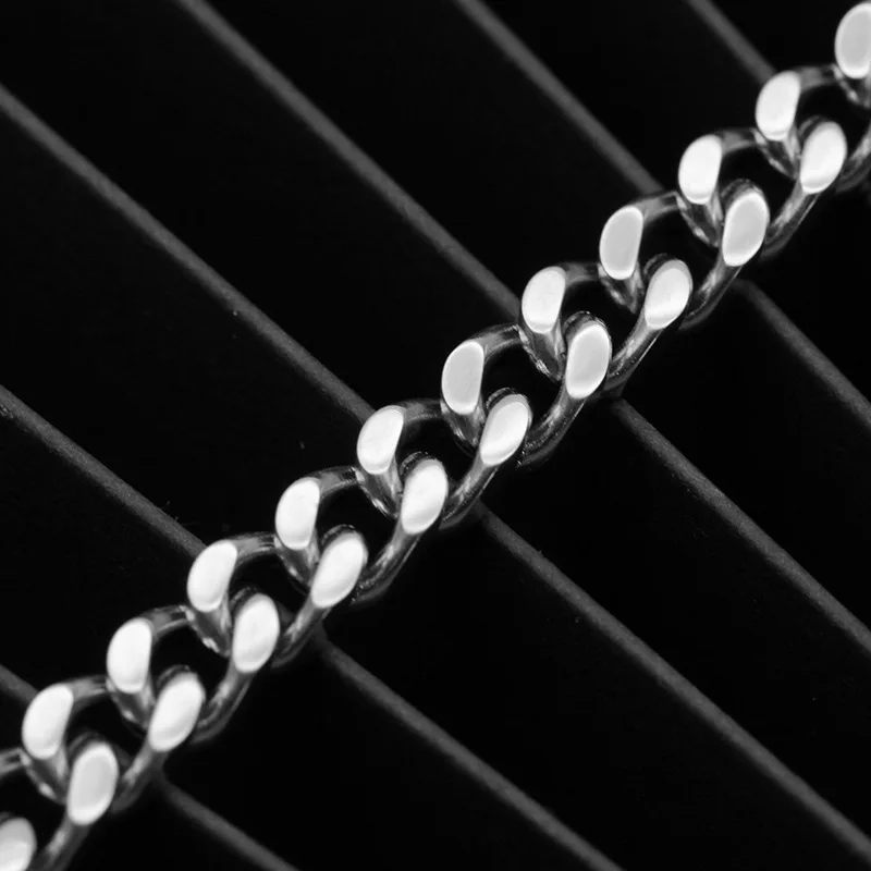 Серебряные браслеты с подвесками мужские из нержавеющей стали кубинские звенья цепи на руку панк браслеты Хип-хоп подарки для мужчин аксессуары оптом