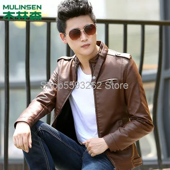 

Autumn PU leather men's jacket British trend youth slim jacket casual