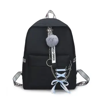 

Ribbons Bowknot School Backpack Laptop Bag Canvas Shoulder Handbag for Teen Girl Travel Daypack Camping M5TE