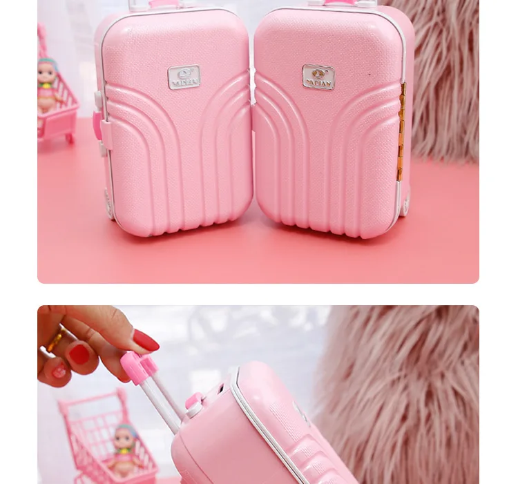 Creative Travel Lugguge Coin Bank Cute Children Draw-bar Luggage Savings Bank GIRL'S Heart Birthday Ceremony Desktop Ornaments