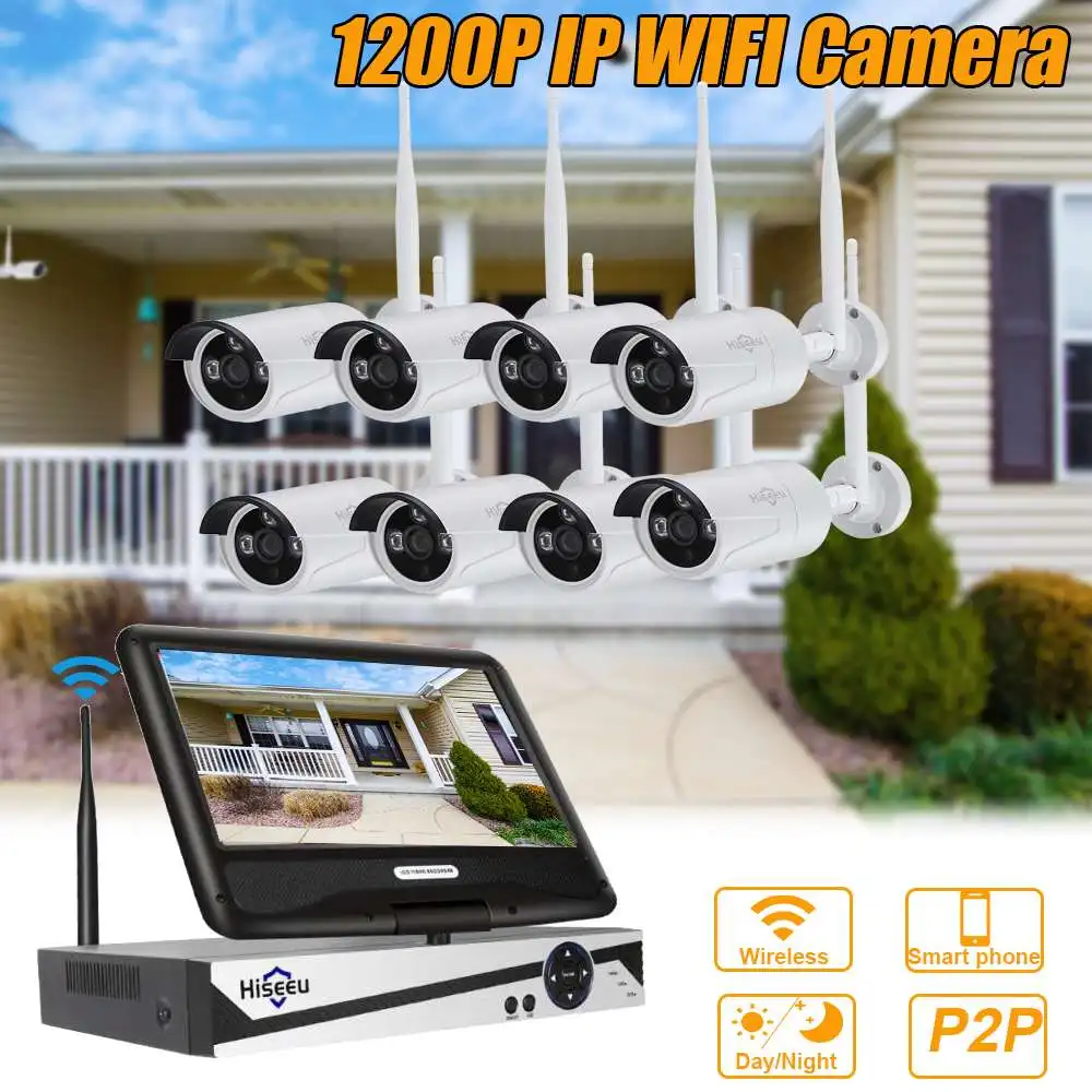 

10 Inch Displayer 8CH 1200P Wireless CCTV System NVR IP Camera IR-CUT CCTV Home Security System CCTV Kit