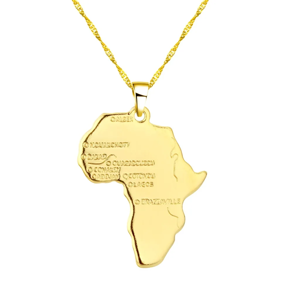 CHENHXUN CHENGXUN кулон Карта Африки ожерелье подарок золотой цвет длинная цепочка торговля Африканская Карта для мужчин и женщин модный подарок для ювелирных изделий