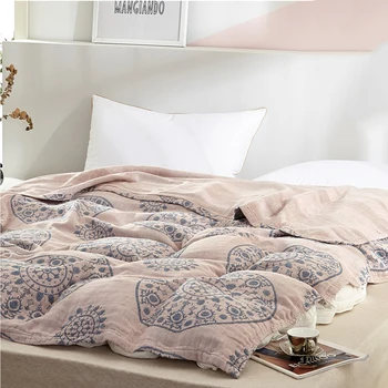 

Pure Cotton Quilt Four-layer Gauze Towel Blanket Autumn Winter Sheet Bedspread Comfortable Soft Warm Blanket King Queen Size