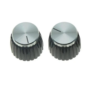 

2pcs Guitar AMP Amplifier Push on fit Knobs Black with Silver Aluminum Cap Top for Marshall Amplifiers with 6mm diameter Pots