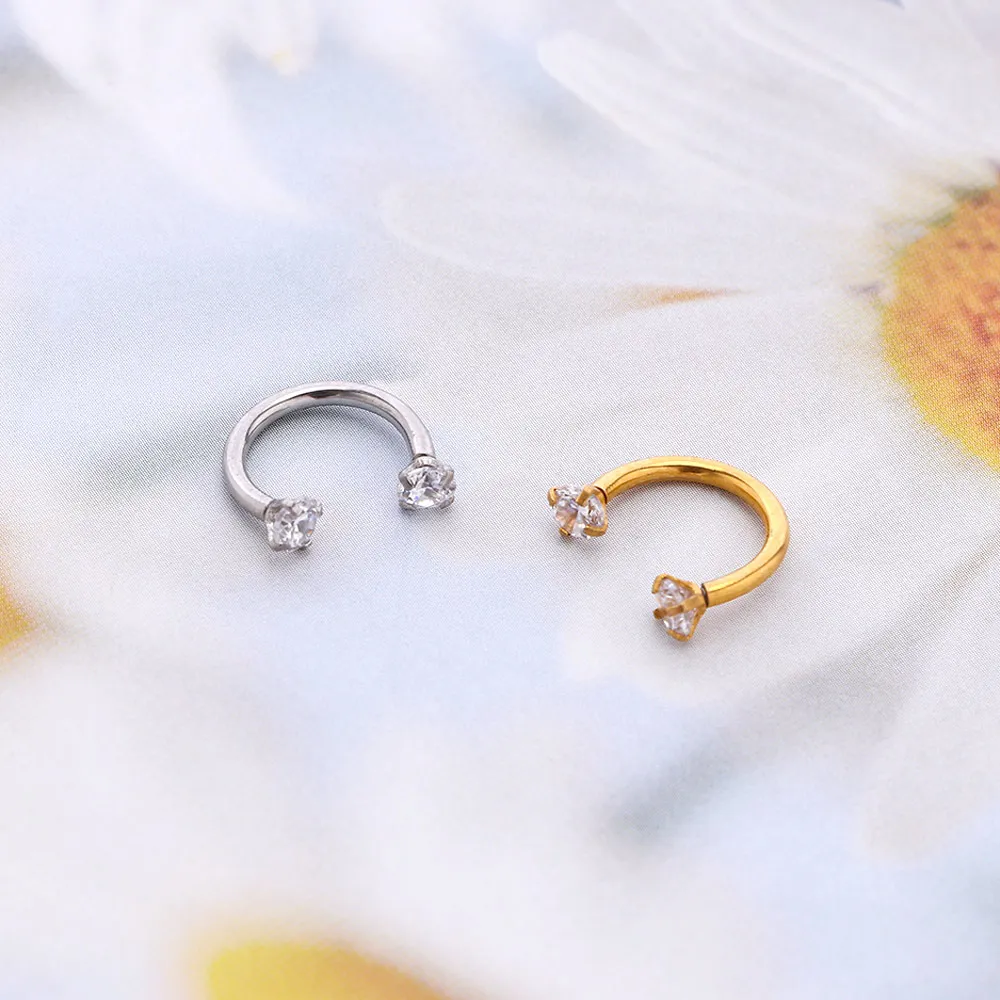 

Unisex U-shaped Internally Threaded Circular Barbell Lip Nose Horseshoe Septum Ring Helix Piercing Ear Cartilage Lobe Earrings
