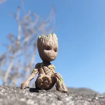 

8cm Tree Man Groot Sitting Collectible Anime Cute Model Toy PVC Cartoon Mini Action Figure Keychains Model Gifts