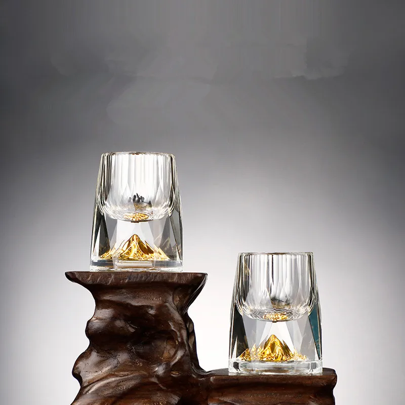 Crystal Shot Glass Built Gold Goldleaf Liquor Spirits Mini Golden Cups Wine  Divider Alcohol Dispenser Divider