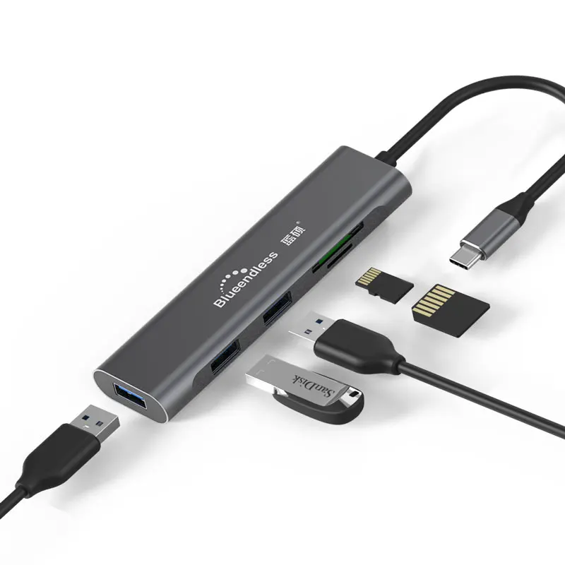 HUB050C USB C концентратор type C для мульти USB 3,0 концентратор RJ45 PD HDMI док-адаптер для MacBook Pro huawei mate 30 USB-C 3,1 разветвитель type C концентратор - Цвет: HUB050C