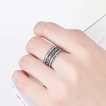 

Vintage Antique Gothic Punk Stackable Chunky Designer 925 Sterling Silver Rings For Women Men Unisex Jewelry Gifts