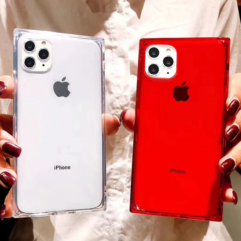 Ottwn For iPhone 11 Case Clear Square Candy Color For iPhone 7 8 6 6s
Plus 11 Pro X XR XS Max Phone Cases Plain Soft TPU Cover
