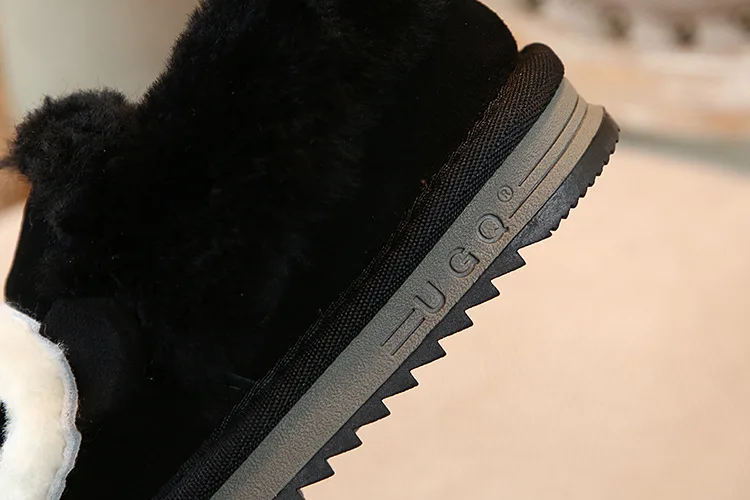 Winter Kids Snow Boots Baby Boys Genuine Leather Shoes Children Fur Boots Girls Black Brand Boots Fashion Warm Boots Soft New
