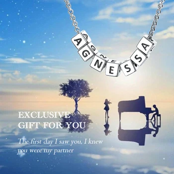 

XiaoJing personalized 925 sterling silver custom letter name charms beads couple necklace jewelry for women Valentine's Day gift