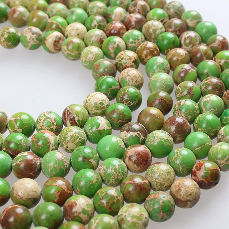 

Бусины из натурального камня, зеленый морской осадок, яшма, круглые бусины россыпью 4, 6, 8, 10, 12 мм для браслетов, ожерелий, изготовления ювелирных изделий своими руками