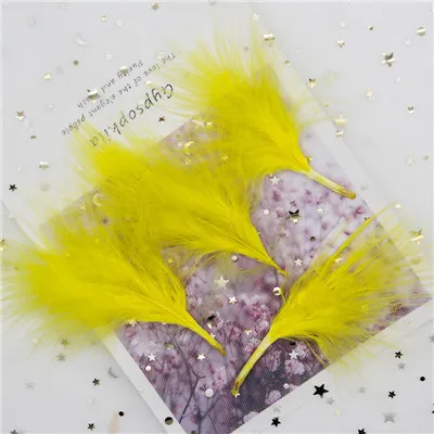 yellow 50pcs Куриное перо с перьями индейки пушистые пары 4-6 дюймов 10-15 см красивый натуральный красочный шлейф для рукоделия отделка 50 шт - Цвет: yellow 50pcs