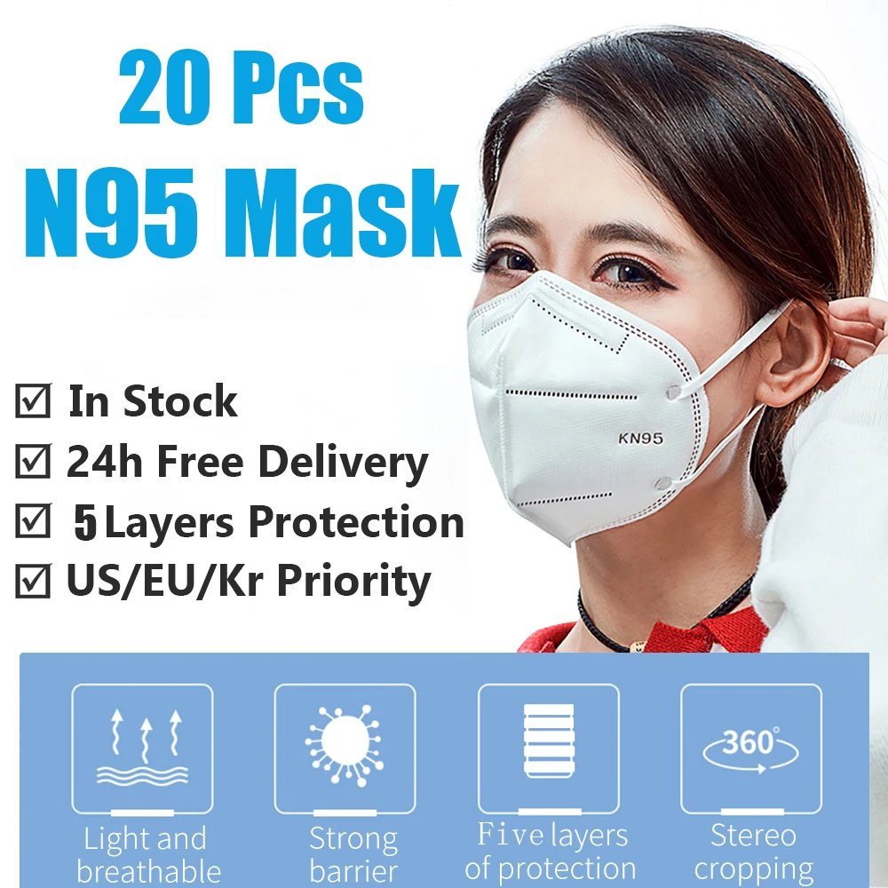 

20pcs N95 Masks Professional Disposable Masks anti virus Mask Disposable Soft Breathable Face Mask Mouth Cover Masks