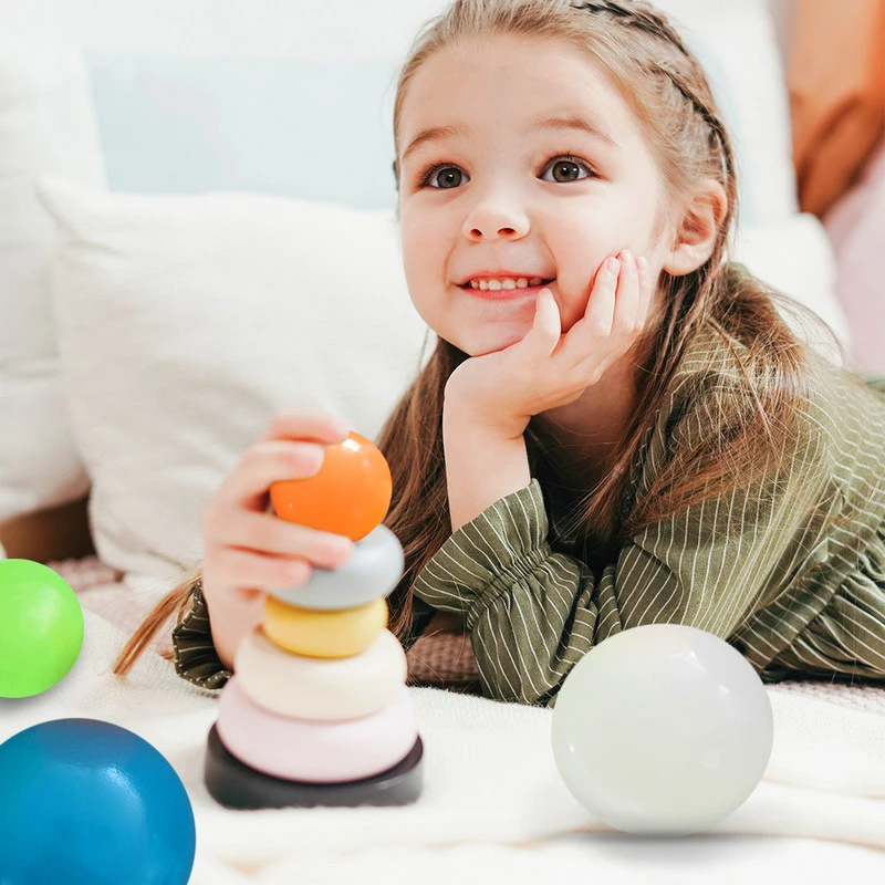 45/65mm Sticky Wall Ball Stress Relief Ceiling Balls Soft TPR Kids Decompression Toy Tossing Squash Ball Luminous Target Ball 6