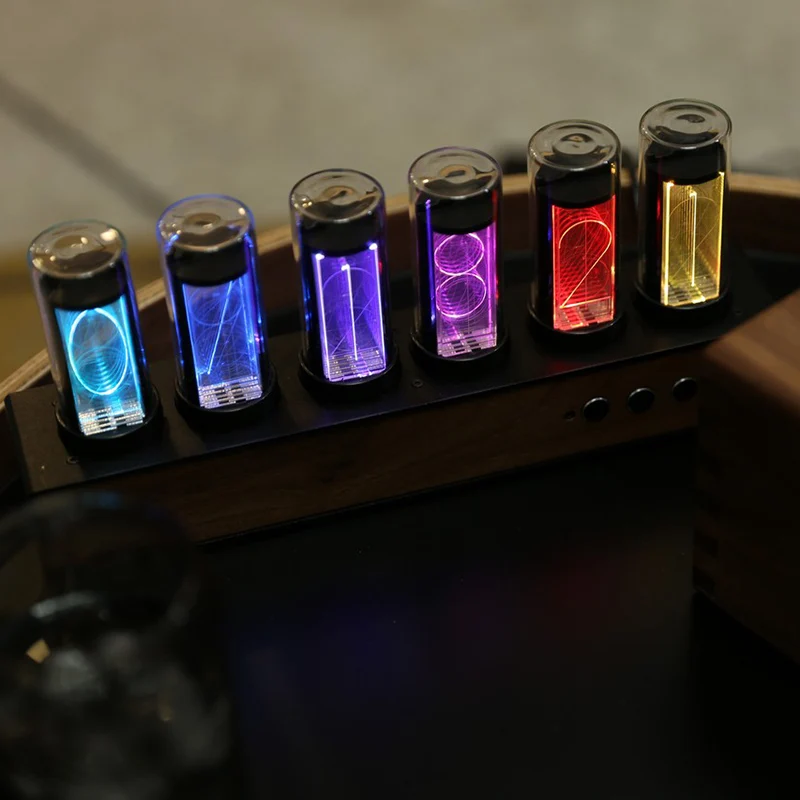 Luxury Nixie Tube Clock Wood Creative Digital Light Desk Clock Vintage Electronic Desktop Table Digital Watch Decor Gift Ideas