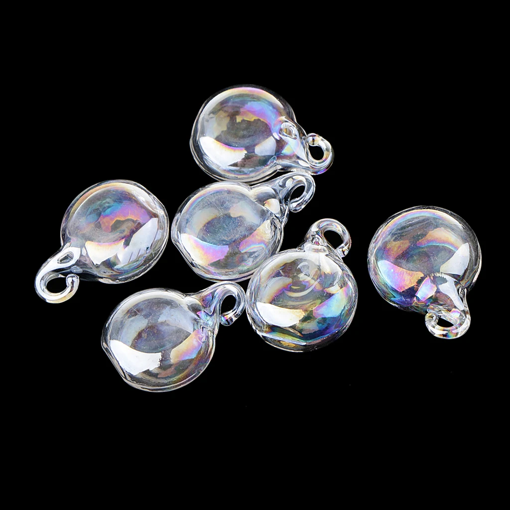 6 Pcs Mini Empty Small Wishing Bottles Rainbow Glass Bottle Charm Pendant for Necklace Earrings DIY Jewelry Making 