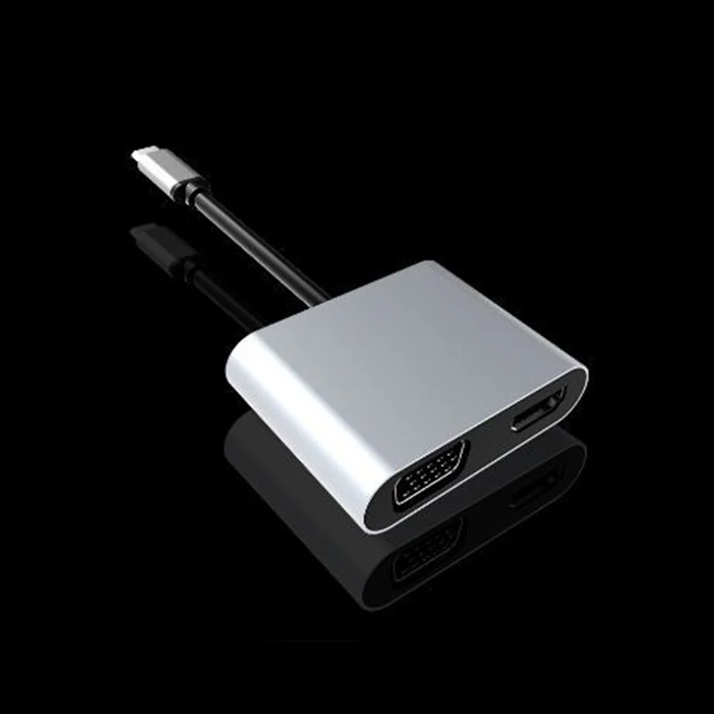 4 в 1 ноутбуки аудио USB C 4 к тип-c к HDMI адаптер VGA PD видео домашний конвертер алюминиевый сплав серый быстрое зарядное устройство