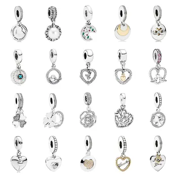 

PDB DZ 15 100% 925 sterling silver 1:1 charm pendant, always hanging in my heart, hanging family charm for Pan bracelet