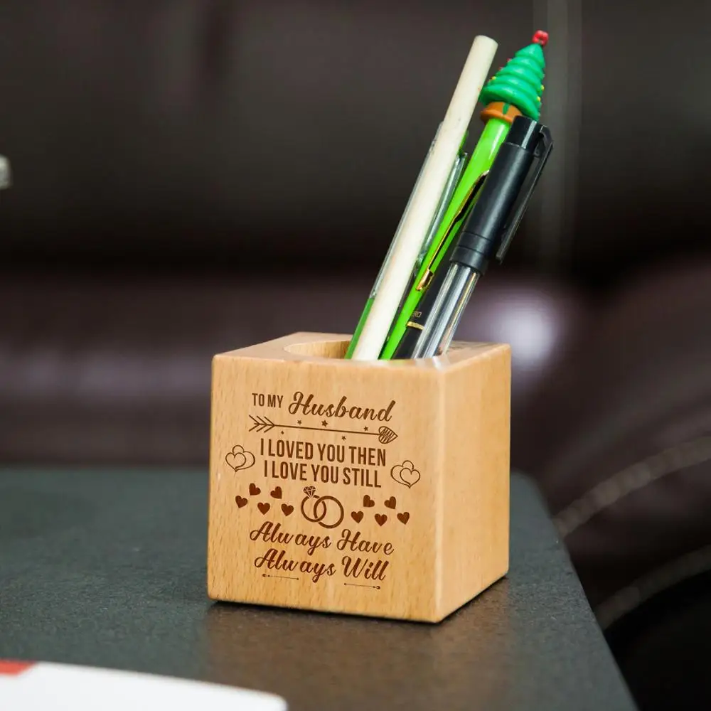 

Для моего мужа гравировальный Многофункциональный креативный деревянный стол канцелярский Органайзер ручка карандаш держатель Коробка Для Хранения Чехол
