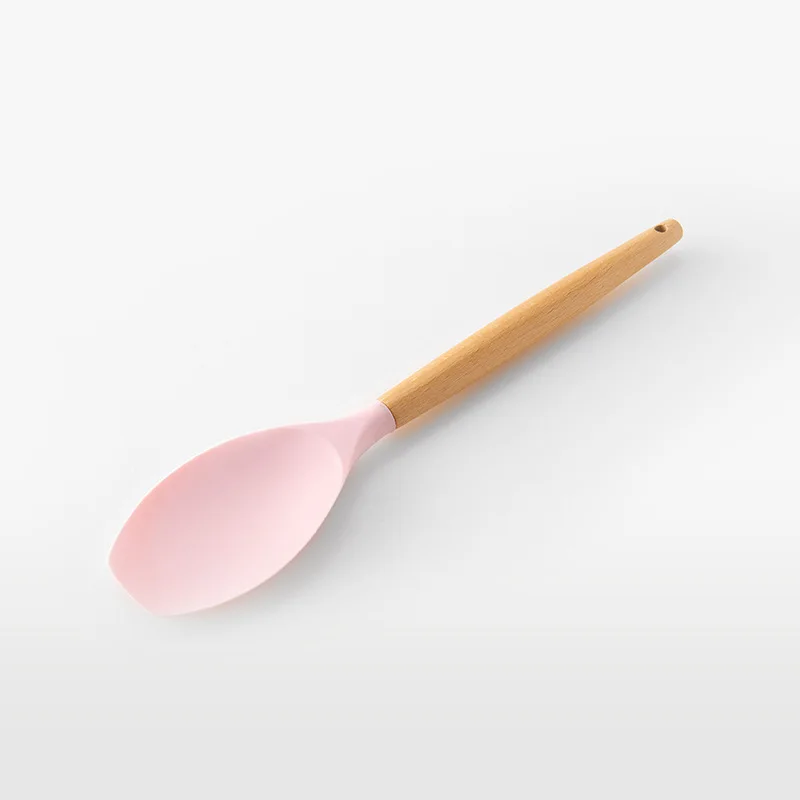 Премиум-силикон розовая кухонная утварь шпатель Тернер суповая ложка антипригарная лопата ложка для макарон скребок масляная кисть кухонные принадлежности - Цвет: p5