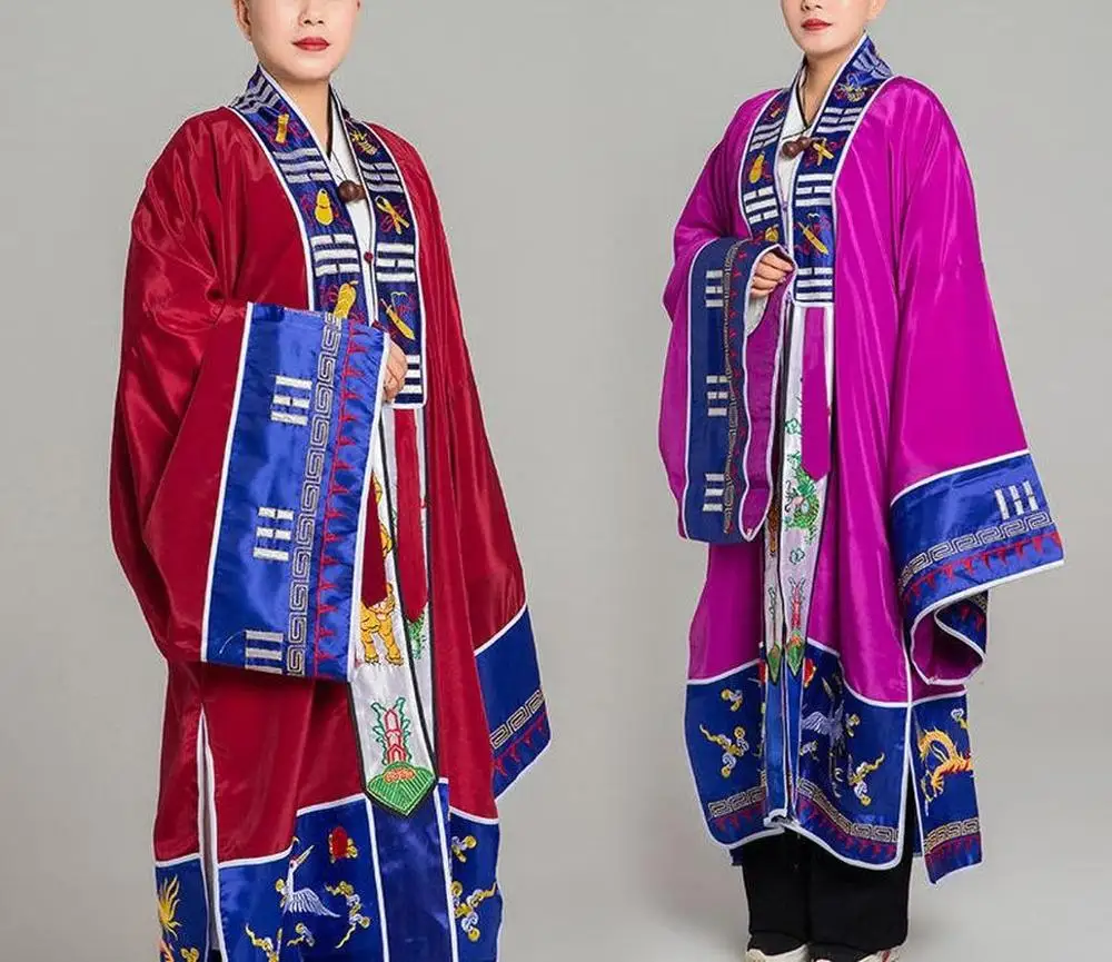 unisex high quality 8colors Taoist embroidery robe gown garment taoism clothing vestment