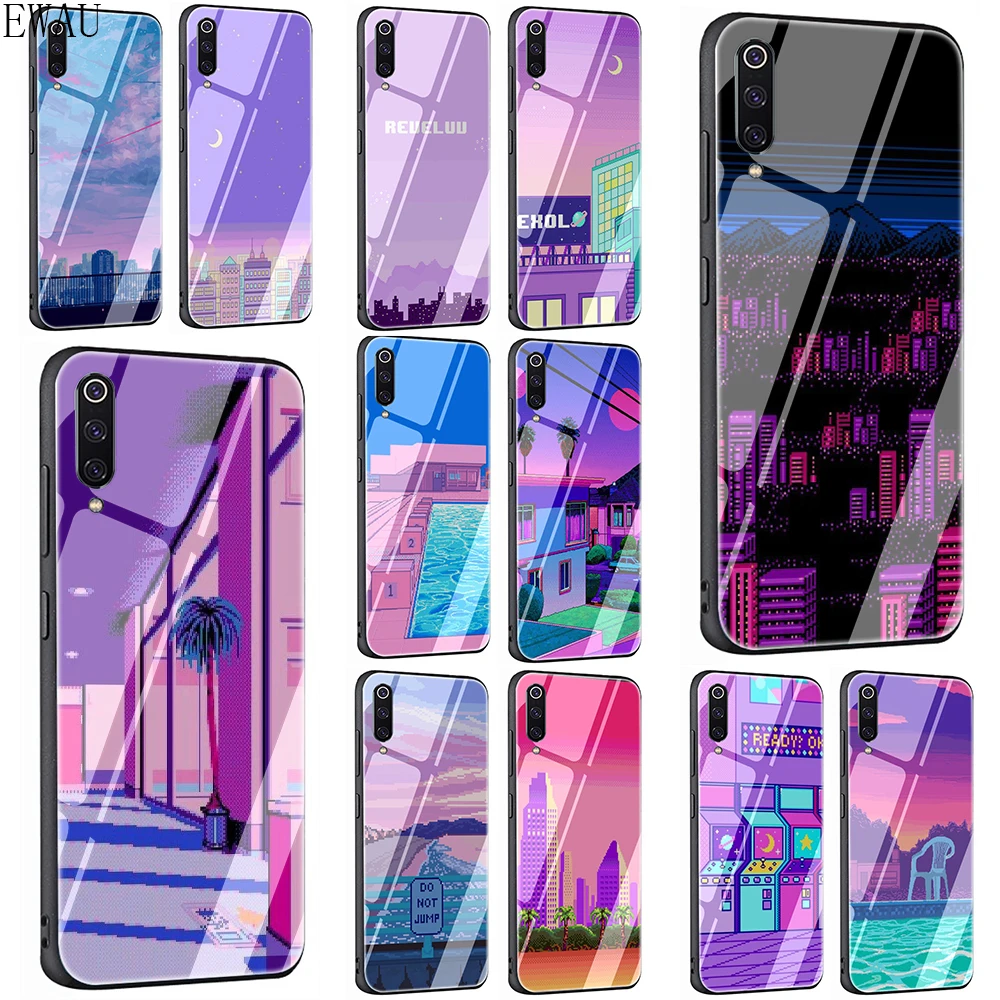 

EWAU ART PIXEL AESTHETIC INDIE GEEK Tempered Glass phone case for Xiaomi 5X 6X 8 Lite 9 A1 A2 F1 Redmi 4X 6A Note 5 6 7 Pro