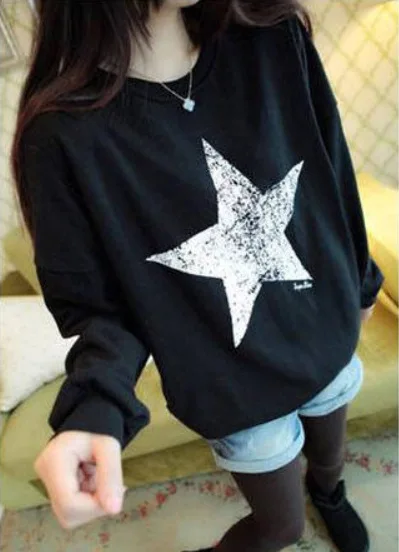 Autumn Pentagram print Women B tshirt Cotton Casual Female thin Sweater Lady Girl Top Tee Hipster Drop Ship Femmes Tees