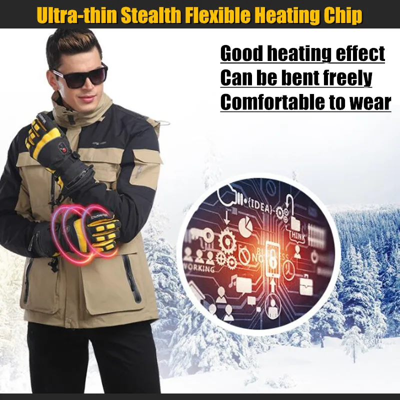 4000MAH Smart Electric Heating Gloves Waterproof Li-Battery Double-side Self Heated Ski Gloves