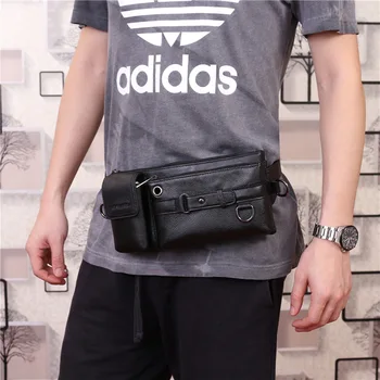 

Brand Genuine Leather Casual Waist Fanny Pack Men's Crossbody Shoulder Bag Men Cowhide Messenger Bags Cell Phone Wallet Pouch