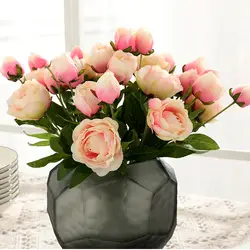 3 шт. 4 Букет Искусственный цветок пион яркие искусственные цветы поддельные шелковые розы Свадебный декор венок ввод дома