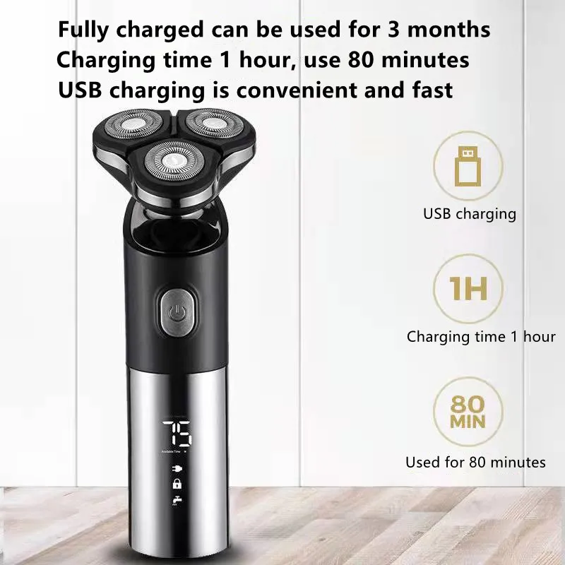 Usb Electric Shaver Men's Shaver Fully Washable Smart Rechargeable