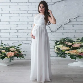 

vetement femme Women Photography Props Maternity pregnant clothes dress Pregnant Drape Casual Nursing Boho Chic Tie Long Dress